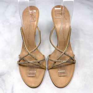 Giuseppe Zanotti Vintage Y2K Rhinestone Strappy Minimalist Mule Sandal Heels 39